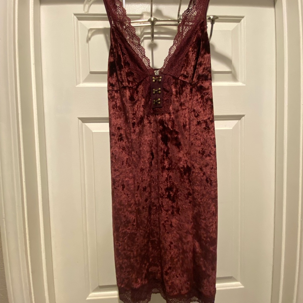 Free People Velvet Slip Dress in Burgundy